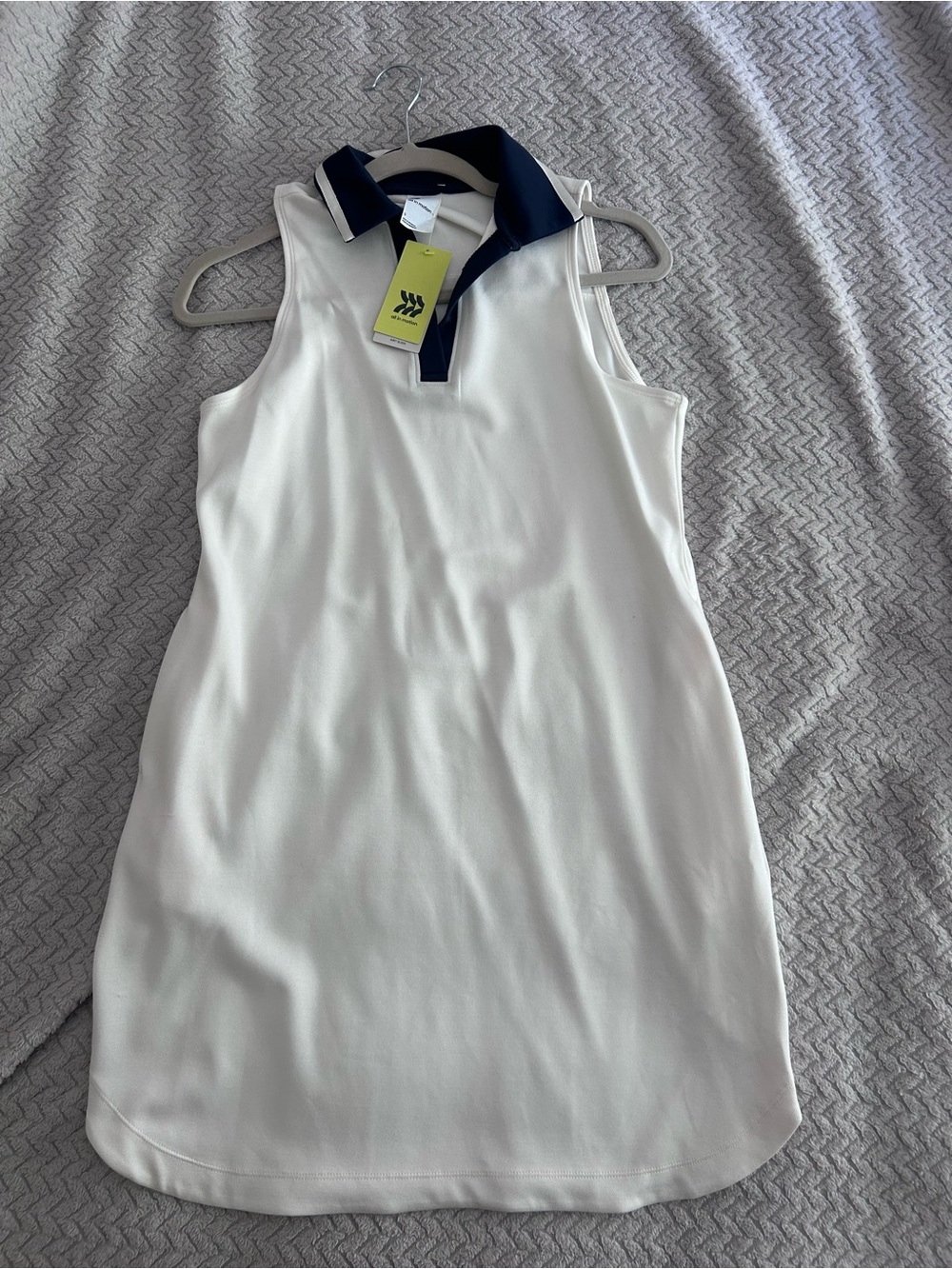 Target White Sleeveless Polo Dress with Navy Collar